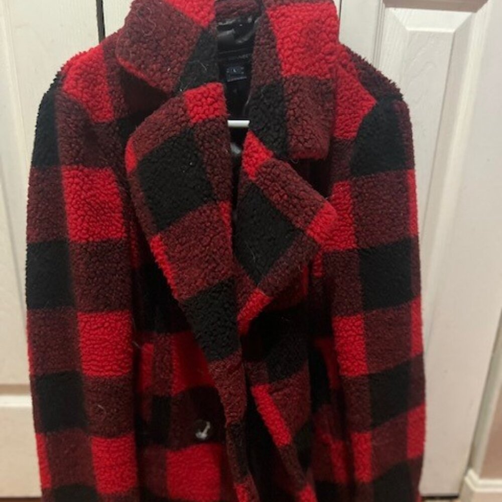 GUC ❤️ Buffalo Plaid Teddy/Sherpa French Connection Winter Jacket ❤️ Size L❤️